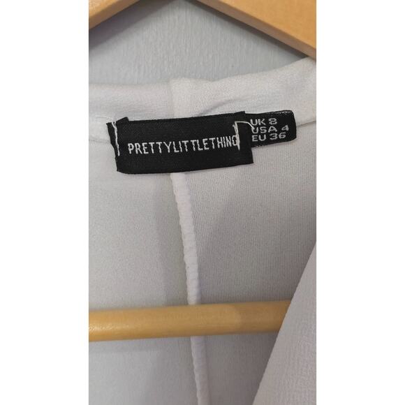 White Long Sleeve Wrap Midi Dress Bodycon Blazer Gold Buttons Dress Size US 4 - Picture 4 of 11